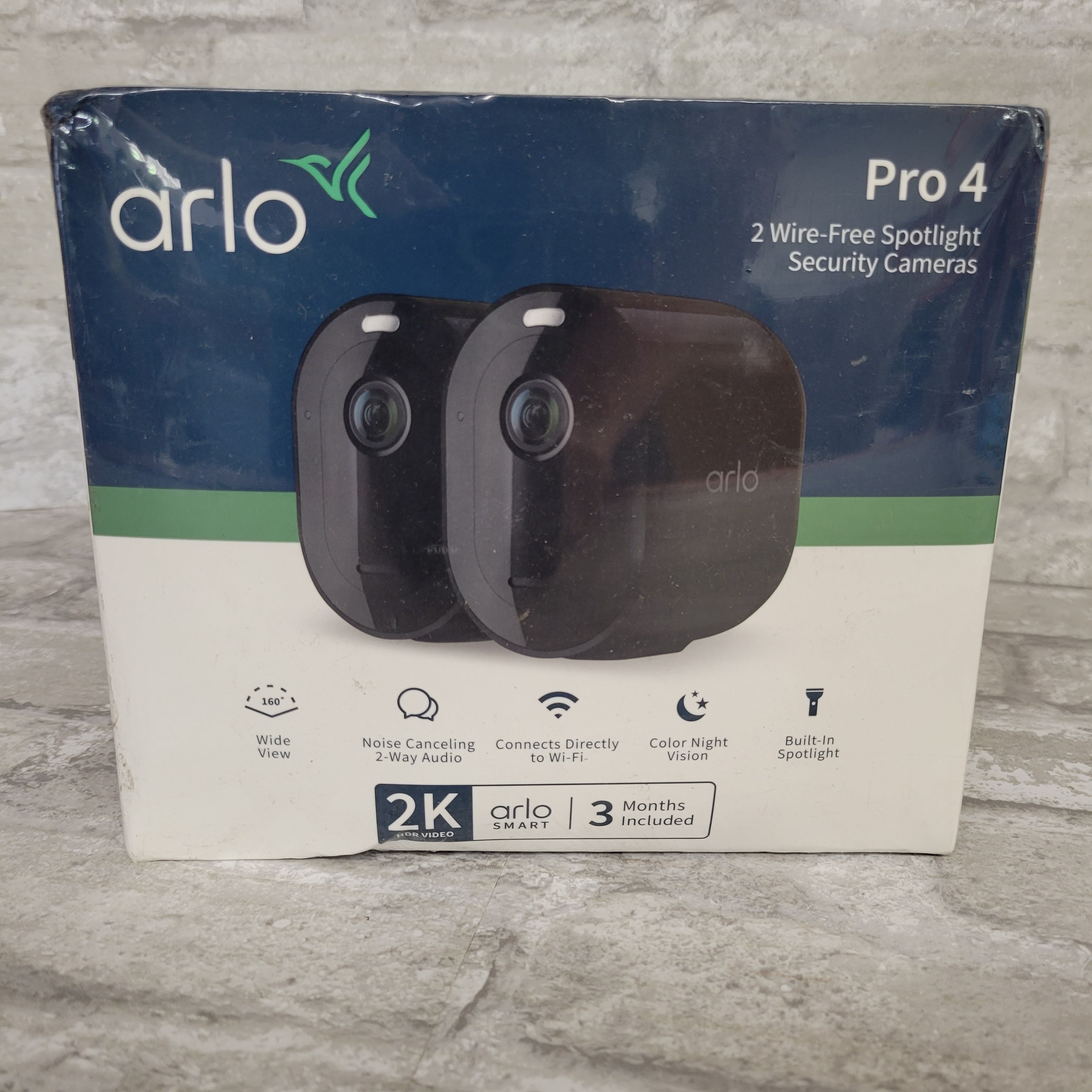 Arlo Pro 4 Spotlight Camera Indoor/Outdoor 2K Wire Free Security 2 Pack (8047740420334)